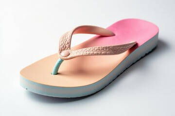 Fototapeta premium Close-up of a flip-flop against a pure white backdrop, sole, summer