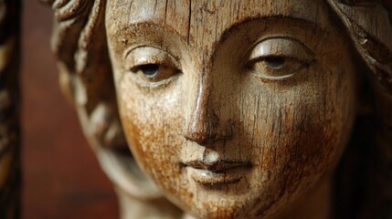 Restored detail of antique Italian wooden piece