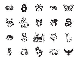 Obraz premium 20 Wildlife and Animal Icons set 