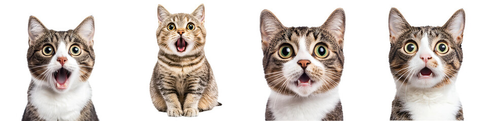 Fototapeta premium A collage of four cute and expressive domestic cats.
