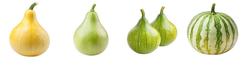 Obraz premium Assorted pears and produce on a white background