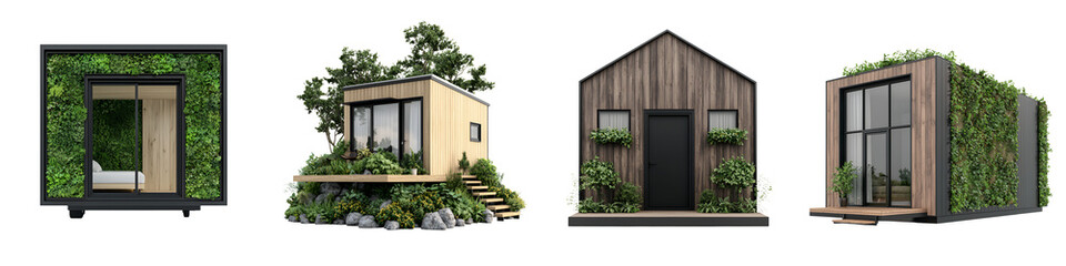Tiny eco-friendly houses with modern, nature-inspired design