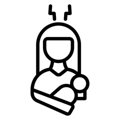 Postpartum Depression Support Vector Line Icon Design