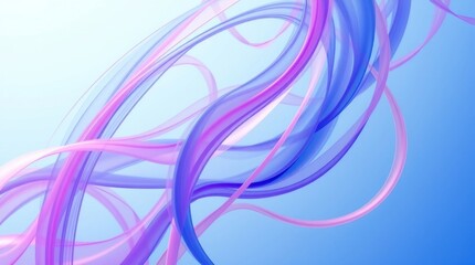 Abstract swirling pastel ribbons on a light blue background