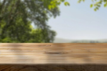 Fototapeta premium Rustic Wooden Table in Natural Setting