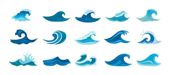 A set of blue wave shapes