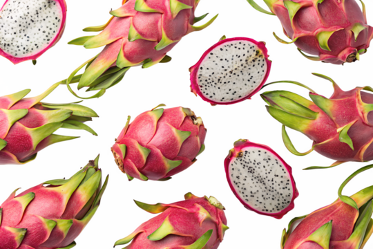 seamless pattern with white dragon fruit