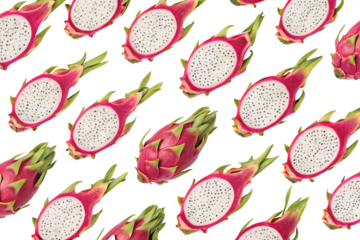 seamless pattern with white dragon fruit