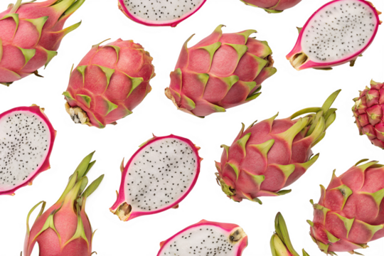 seamless pattern with white dragon fruit