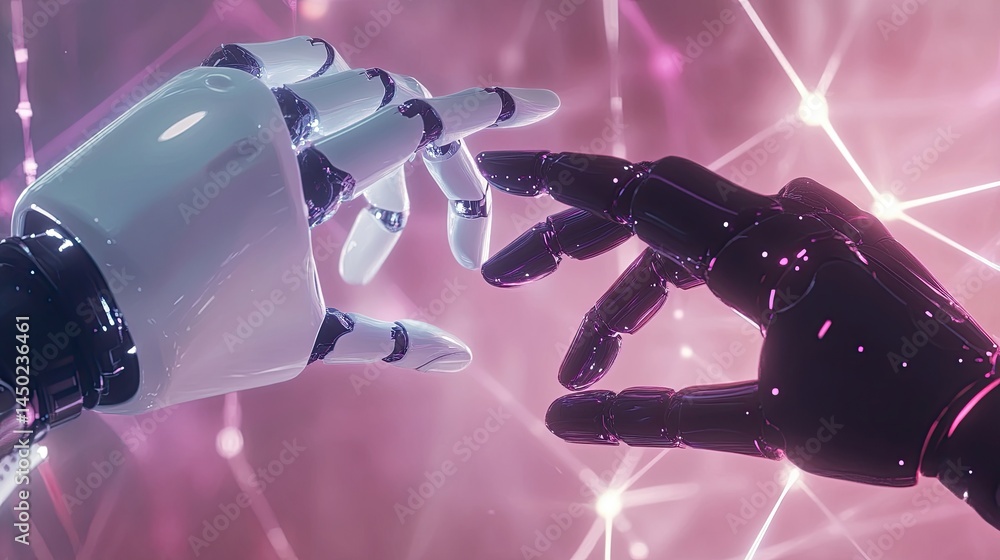Poster symbolic robotic connection, highlighting artificial intelligence concepts