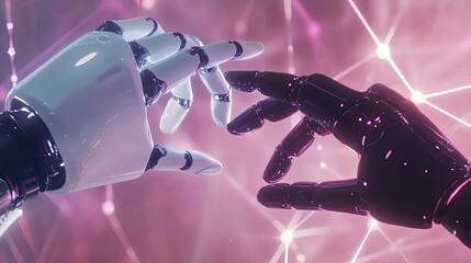Symbolic robotic connection, highlighting artificial intelligence concepts