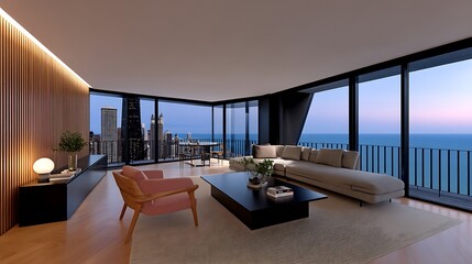 Luxurious Chicago Lakefront Condo Sunset View.