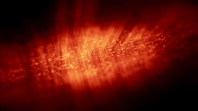 Futuristic network simulation blending AI, quantum physics, and deep learning, with a particle matrix analyzing data in a sleek, background animation display