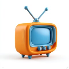 Cartoon retro television illustration on white background