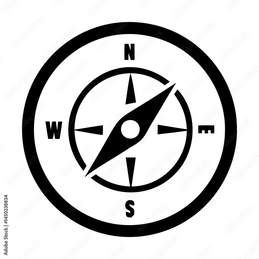 Poster compass rose vector image for navigation and direction finding with north south east and west points