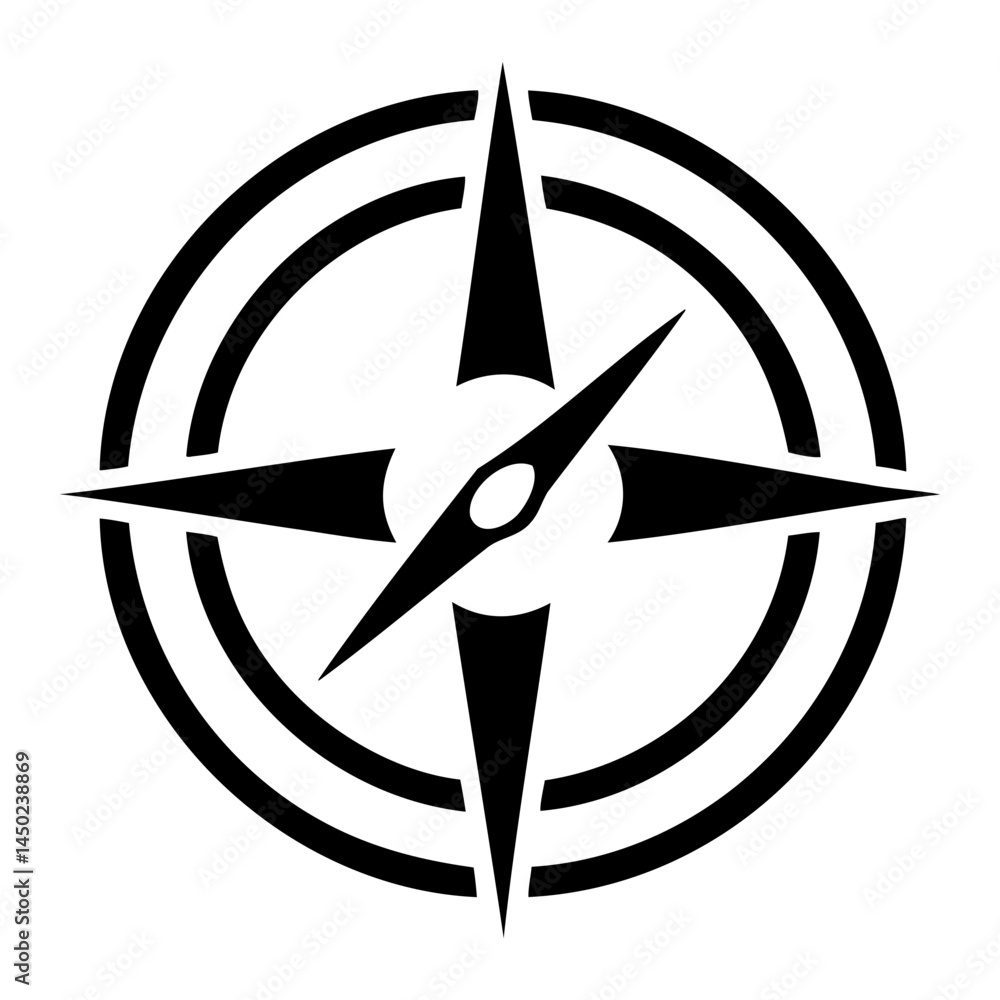Poster black and white minimalist compass rose vector graphic for navigation and direction finding design e