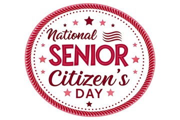Celebrate National Senior Citizens Day with this festive badge design featuring stars and patriotic red accents.