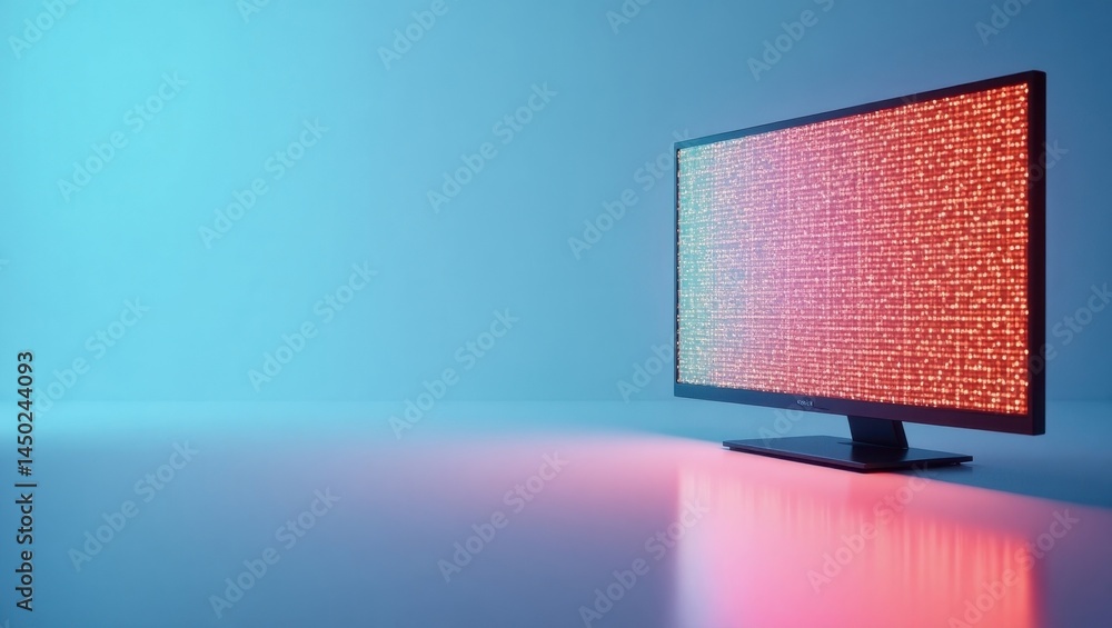 Poster miniled. vibrant digital dream. isolated background, copyspace.. computer monitor displays vibrant b