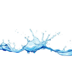 Liquid Blue Water Splash PNG Isolated on White – Realistic Transparent Water Drop Effect