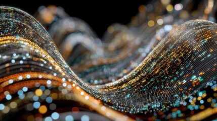 Abstract Sparkling Wave Digital Data Flow Network Technology Background