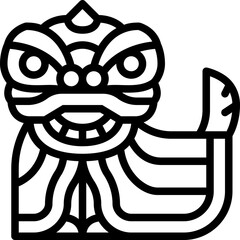 lion dance line icon