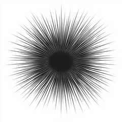 Minimalist starburst vector icon, thin black lines, isolated on white