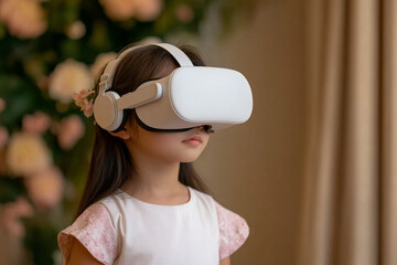Futuristic education experience in virtual reality for children in a classroom setting