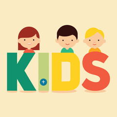 Vector cartoon illustration featuring children's alphabet blocks and letters, a design loved by family and kids