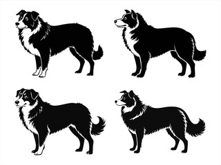 australian shepherd sihouette black vector bundle