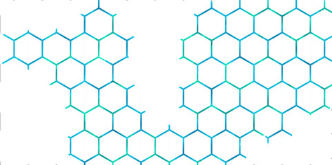 Abstract blue geometric hexagon pattern with honeycomb design and seamless texture