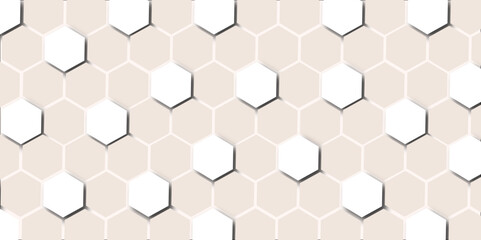 Fototapeta premium Seamless vector wallpaper with a hexagonal honeycomb pattern shows a geometric 3D structure