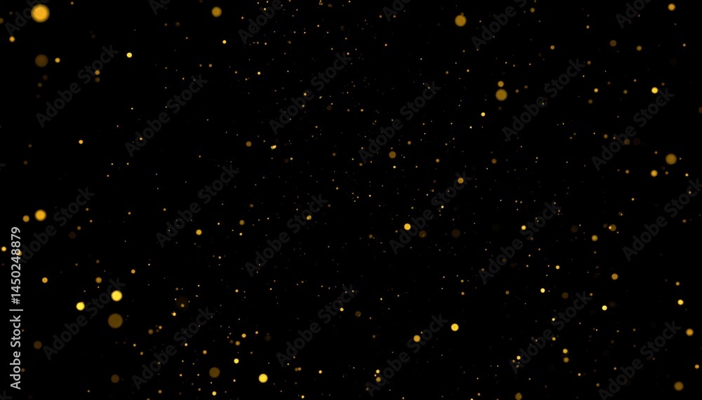 Poster glowing golden particles dark background animation abstract environment wide viewpoint visual concep