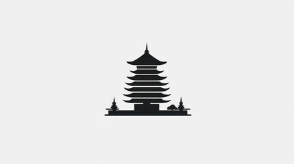 Asian Pagoda Silhouette, Simple Design, Background