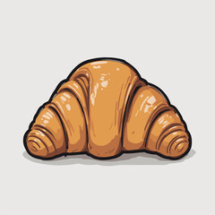 Hand-Drawn Golden Croissant Illustration, Bakery Graphic
