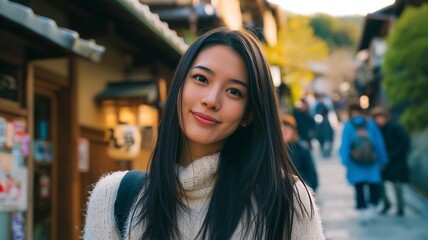 観光する日本人女性
