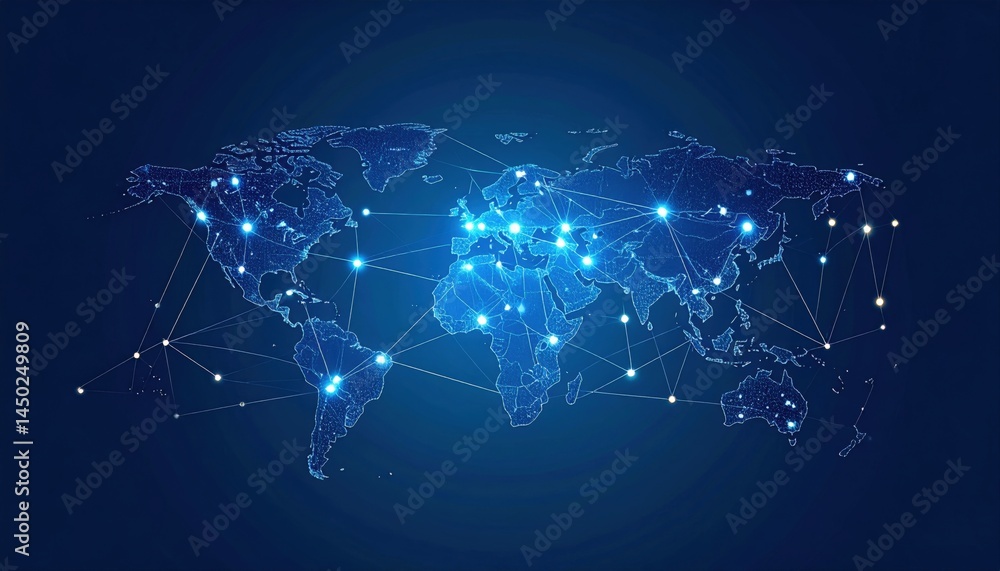 Poster global network mapping digital world infographic visualization technology aerial view data connectiv