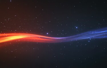 Obraz premium Cosmic energy flow, vibrant orange and blue streaks against a starry, dark background. Detailed light trails creating a dynamic, celestial design