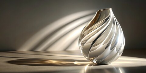 Elegant glass sculpture casting soft shadows in natural light on a neutral surface , premium, contemporary,  premium