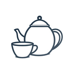 Minimalistic Simple Teapot and Cup vector Design.