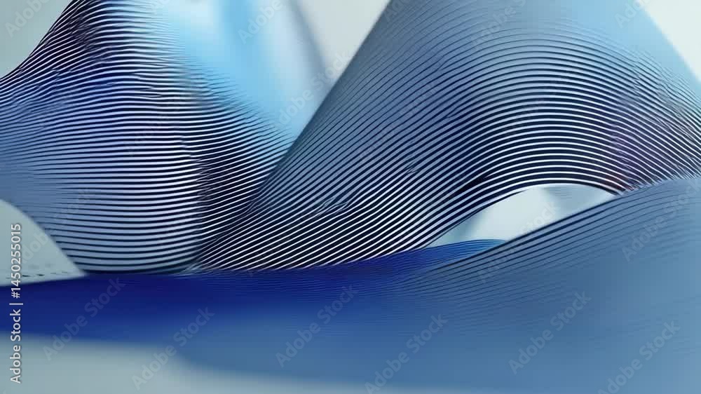Aufkleber abstract flowing waveform of blue lines on white paper, subtle background, creative visualization an
