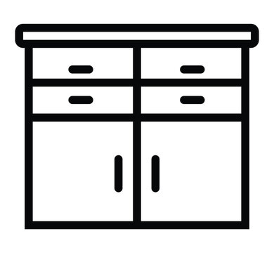 recommend clip art: Chest of drawers icon. Dresser icon Symbol mark in Outline style