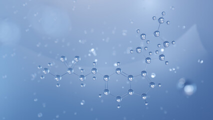 naratriptan molecular structure, 3d model molecule, antimigraine agents structural chemical formula view from a microscope
