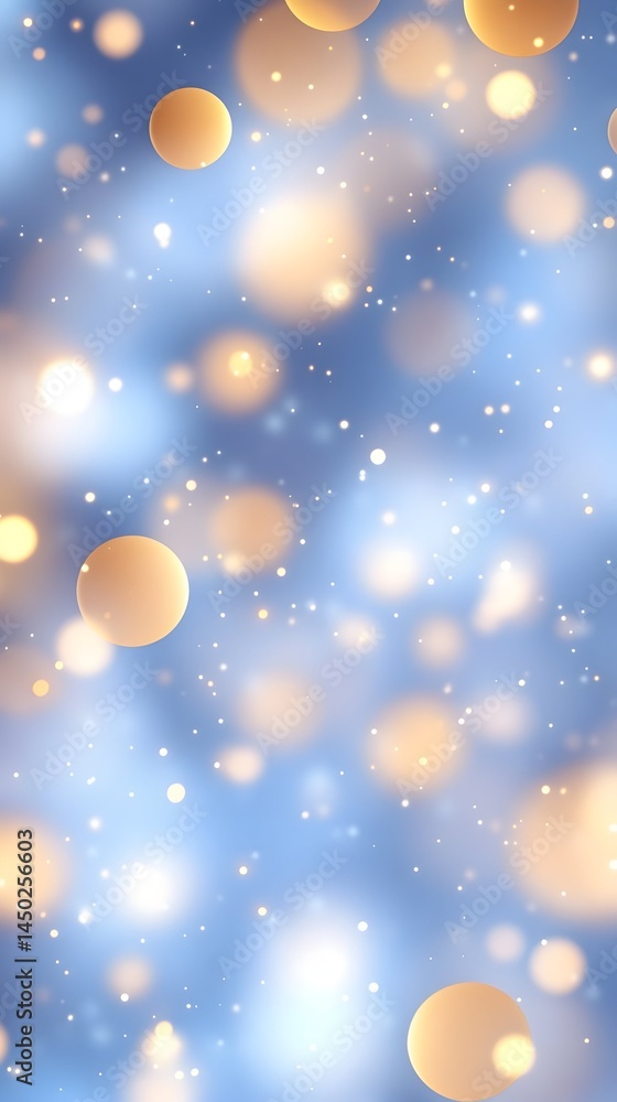 Poster abstract blue and gold bokeh background with shimmering lights and soft focus