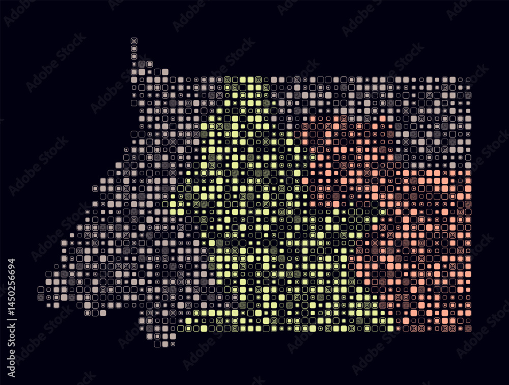 Poster equatorial guinea, shape of the country build of colored cells. digital style map of the equatorial 