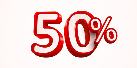 50 percent Off. 3d number 10. Sale banner. Vector illustration.