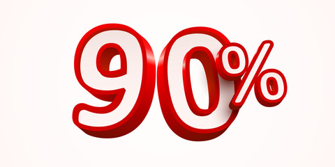 90 percent Off. 3d number 10. Sale banner. Vector illustration.