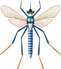 Mayfly flat vector illustration on transparent background.