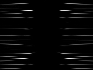 Abstract black background with horizontal white speed lines. Dynamic motion effect, racing or sci-fi style backdrop, perfect for design, animation, or futuristic projects.