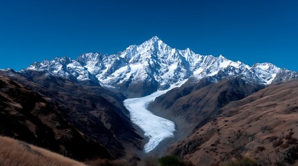 Fototapeta premium Majestic Himalayan Glacier with Stunning Mountain View.