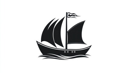 Simple black and white sailing ship logo